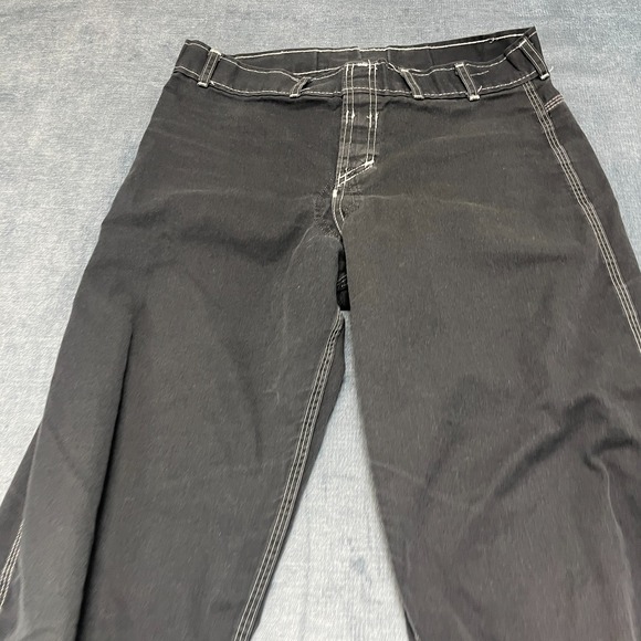 Origin Twill Pants Mens 34 Black Cotton Straight Leg Logo Contrast Stitching - Picture 4 of 14